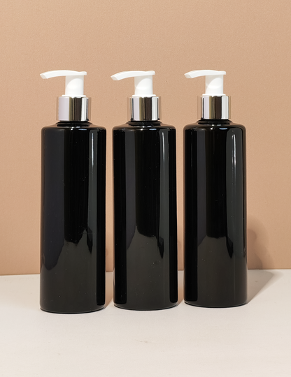 250Ml Tall Pet Bottle With Silver White Lotion Pump