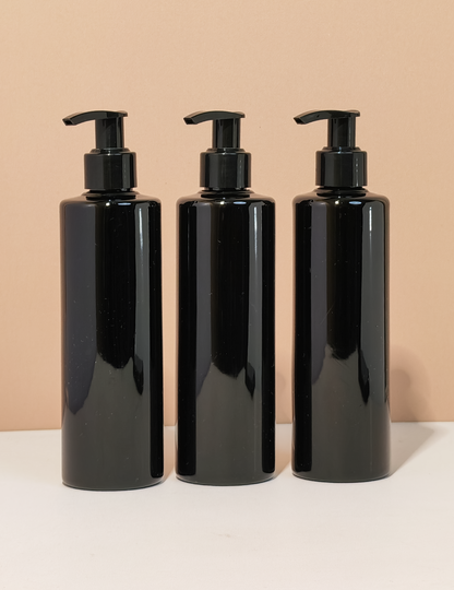 250Ml Tall Pet Bottle With Old Black Lotion Pump