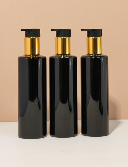 250Ml Tall Pet Bottle With New Gold Black Lotion Pump