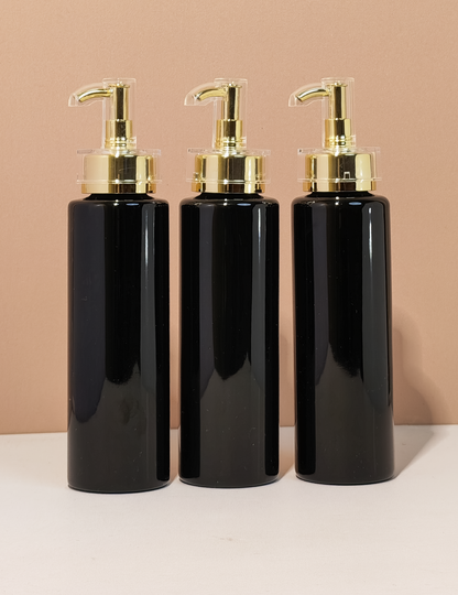 250ml Tall Pet Bottle with Gold Electroplated Pump