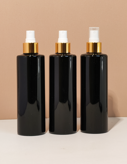 250Ml Tall Pet Bottle With Gold Mist Spray
