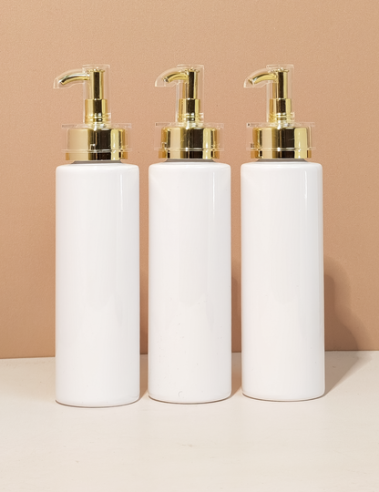 250ml Tall Pet Bottle with Gold Electroplated Pump