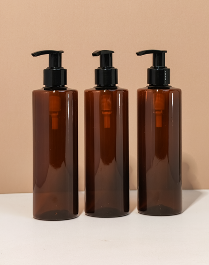 250Ml Tall Pet Bottle With Old Black Lotion Pump