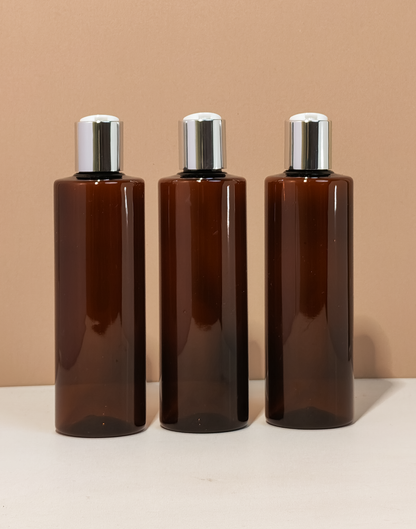 250Ml Tall Pet Bottle With Silver Press Cap