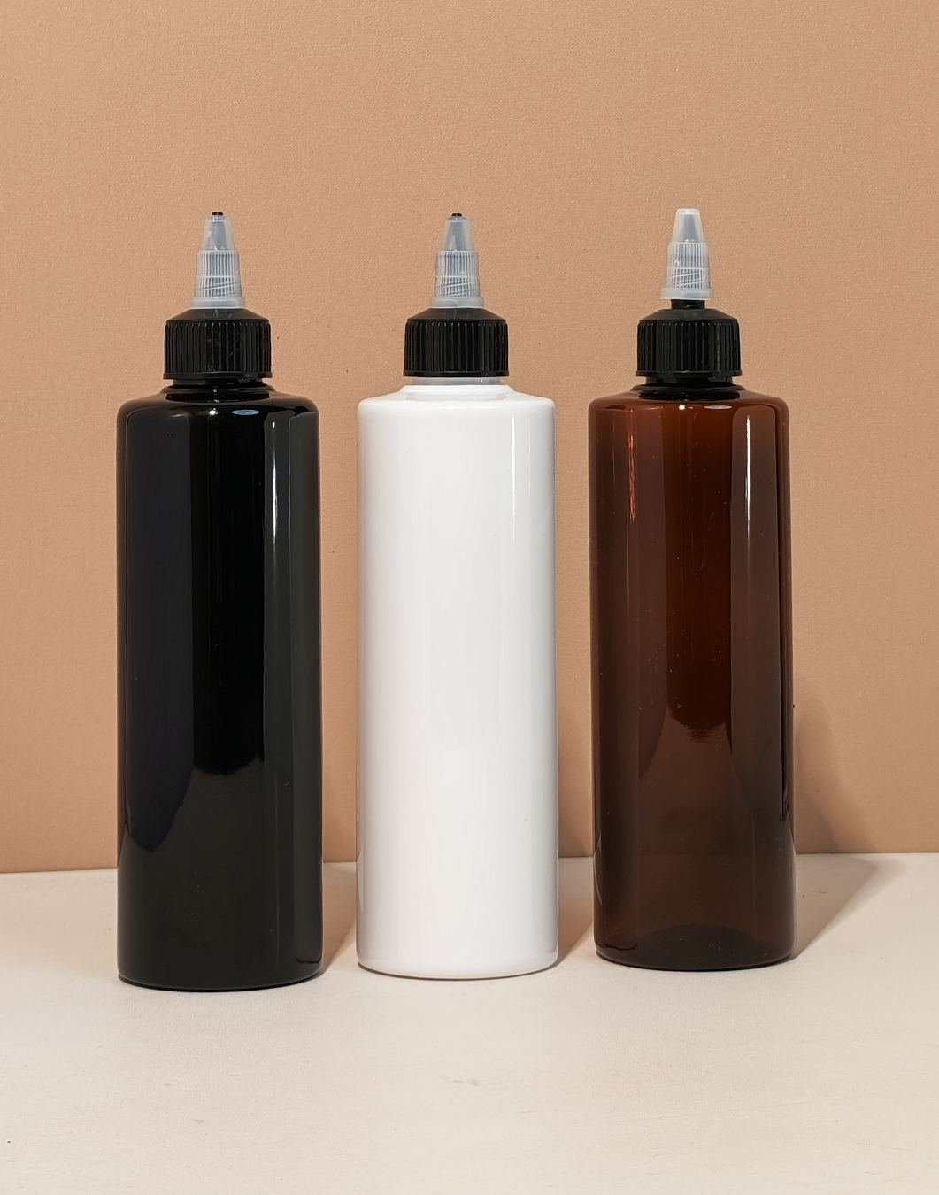 250Ml Tall Pet Bottle With Black Applicator With Clear Top