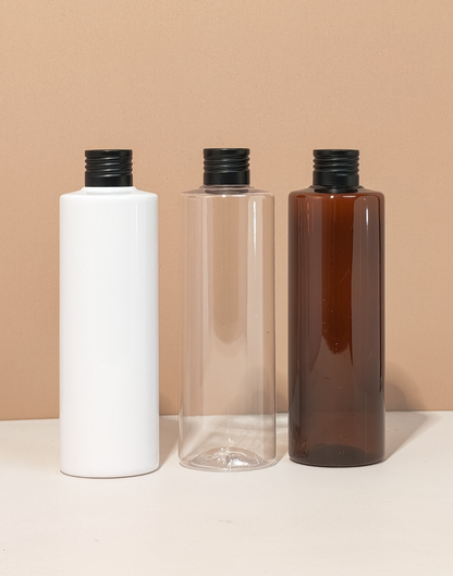 250Ml Tall Pet Bottle With Matte Black Aluminium Screw Cap