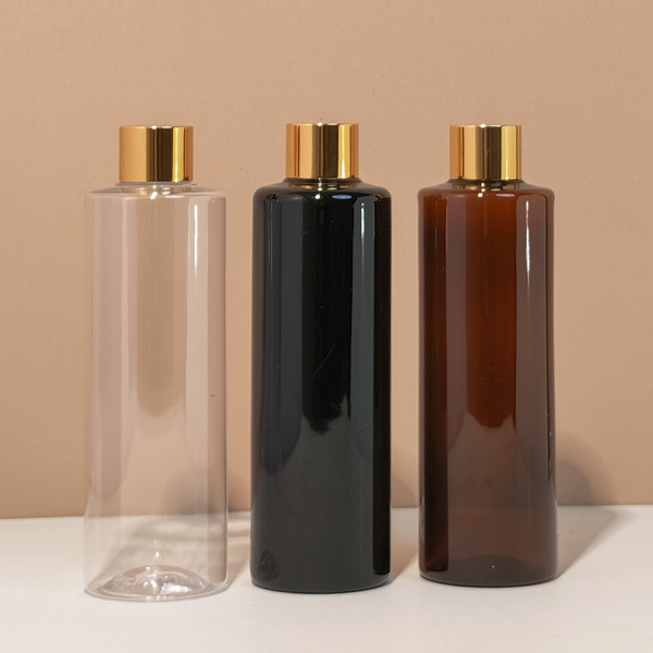 250Ml Tall Pet Bottle With Gold Shinny Screw Caps