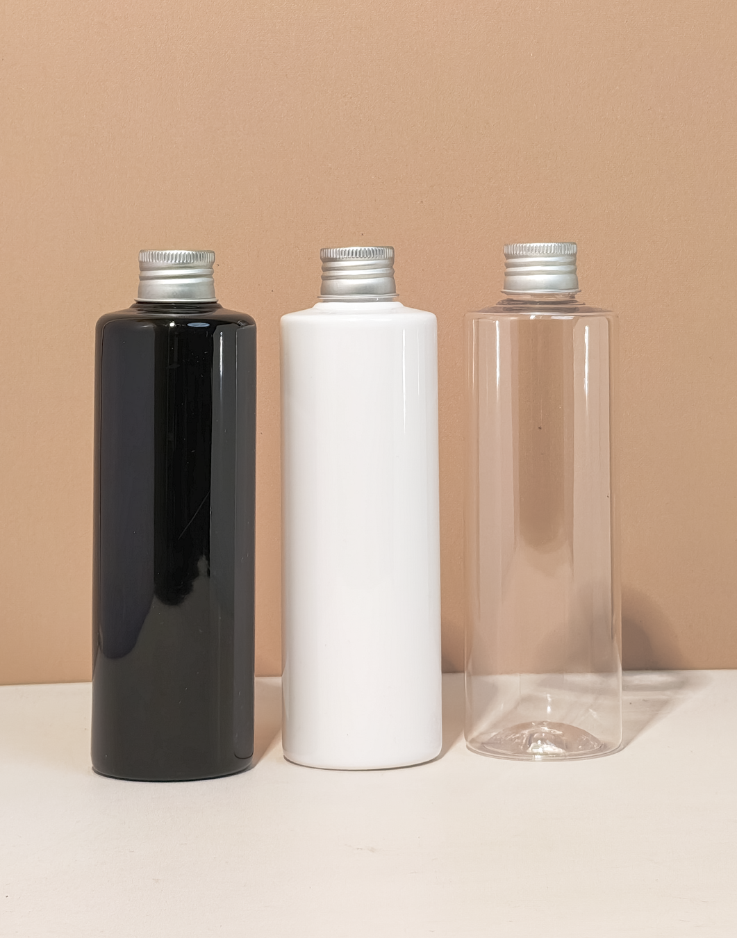 250ml Tall Pet Bottle with Silver Aluminium Screw Cap