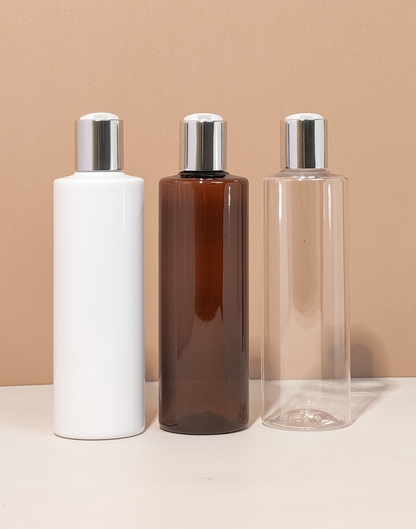 250Ml Tall Pet Bottle With Silver Press Cap