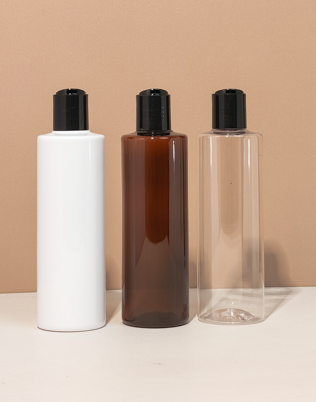 250Ml Tall Pet Bottle With Black Press Cap
