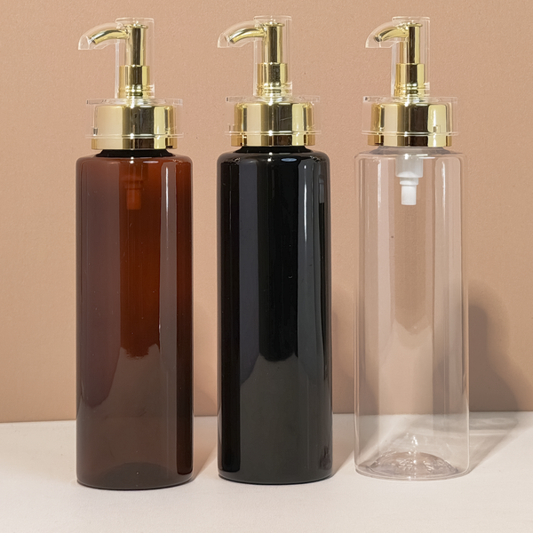250ml Tall Pet Bottle with Gold Electroplated Pump
