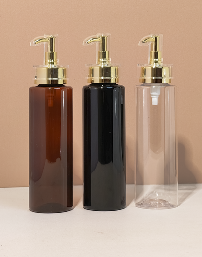 250ml Tall Pet Bottle with Gold Electroplated Pump