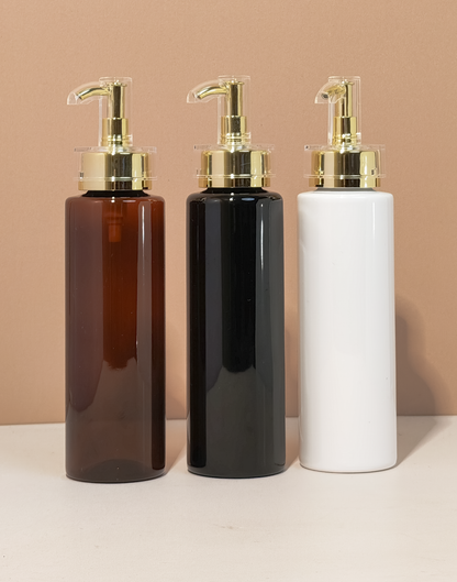 250ml Tall Pet Bottle with Gold Electroplated Pump