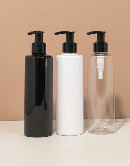 250Ml Tall Pet Bottle With Old Black Lotion Pump