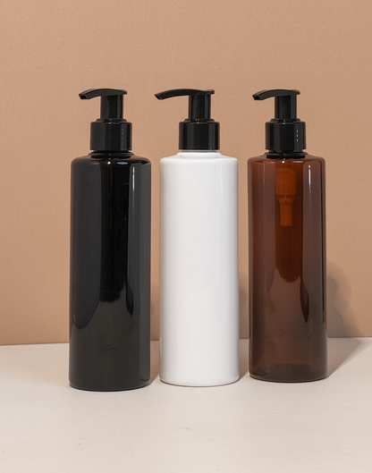 250Ml Tall Pet Bottle With Old Black Lotion Pump