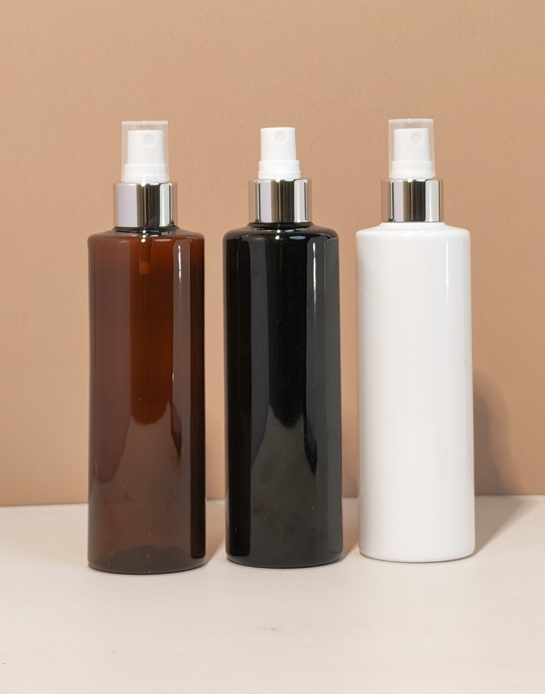 250Ml Tall Pet Bottle With Silver Mist Spray