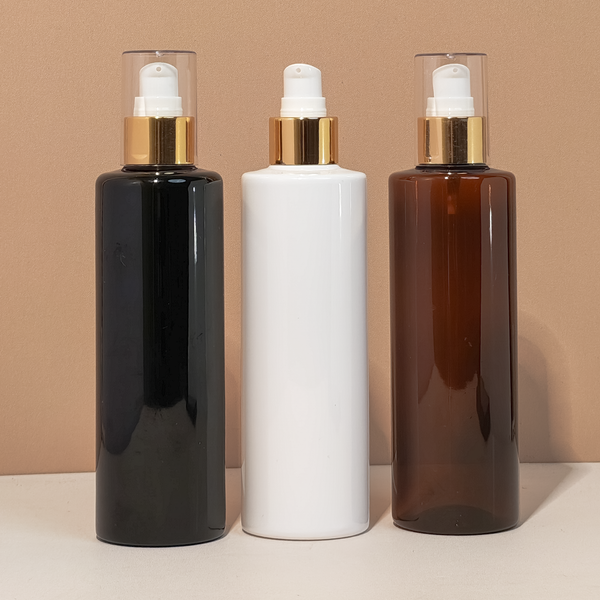 250Ml Tall Pet Bottle With Gold Treatment Pump