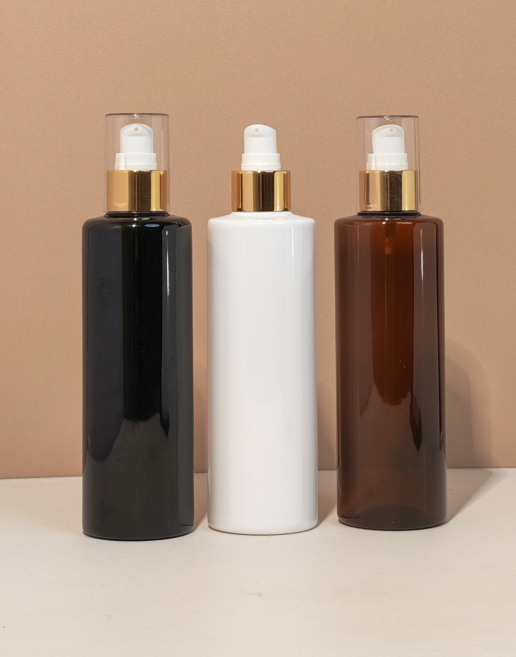 250Ml Tall Pet Bottle With Gold Treatment Pump